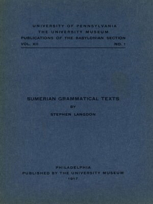 cover image of Sumerian Grammatical Texts